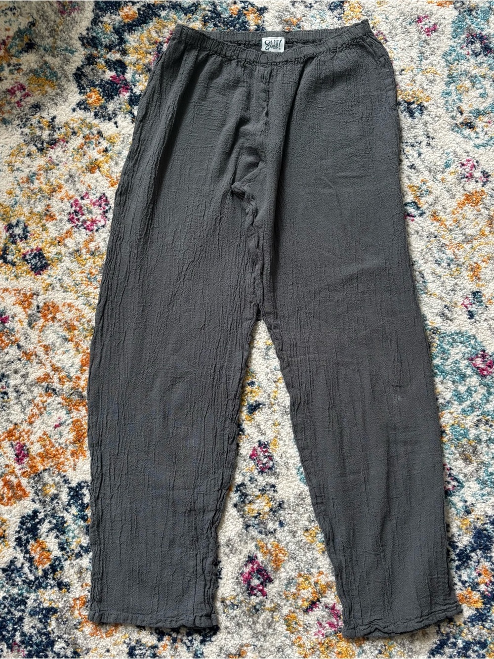 Oh My Gauze basic cotton gauze pants size 2 L/XL charcoal gray 100% cotton